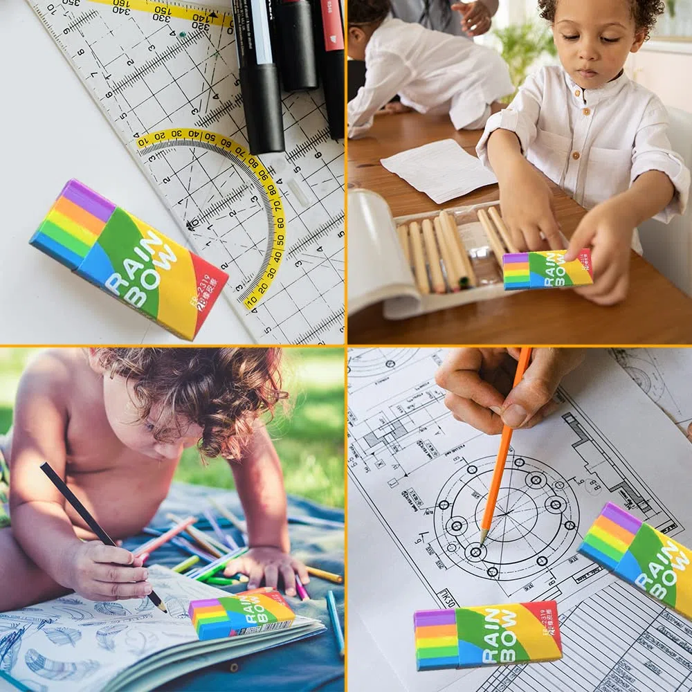 20 Pezzi Gomme da Cancellare Arcobaleno, Set 2B Colorato per Bambini, Morbida