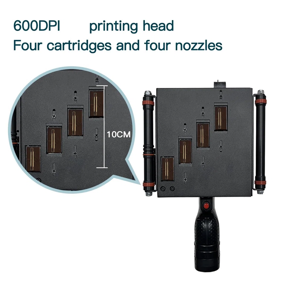 Stampante portatile for etichette da 100 mm, codice a barre, numero di data, scadenza, stampante a getto d'inchiostro, 28 lingue,Funzionamento regolare(With 4 cartridges)
