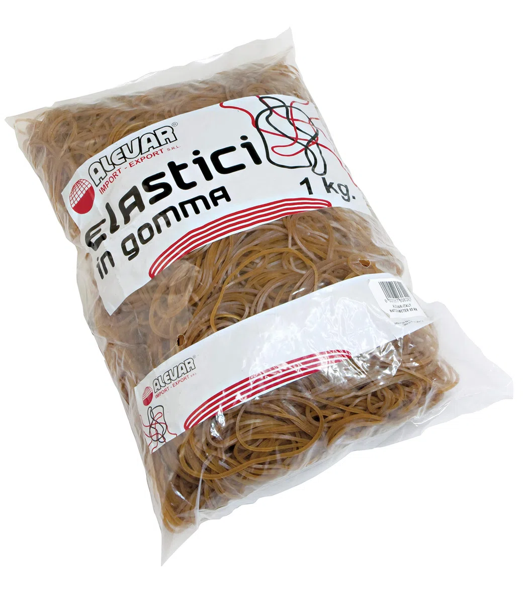 Alevar Elastici in Gomma Para 100%, Diametro 100 mm, Spessore 1,5 mm, Colore Naturale, Confezione in Busta da 1 kg