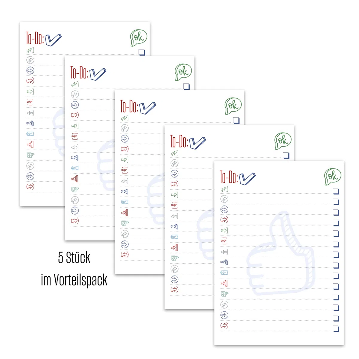 Staufen REC To Do List - 5 blocchi da 52 fogli ciascuno, DIN A5, carta riciclata da 90 g/m²