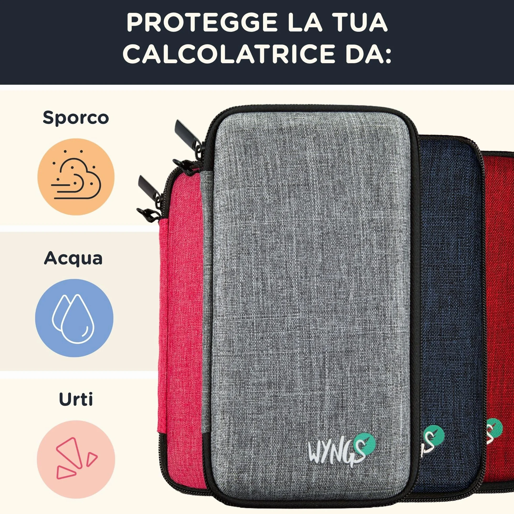 WYNGS Custodia protettiva Grigio Scuro compatibile con la calcolatrice HP 12C Platinum