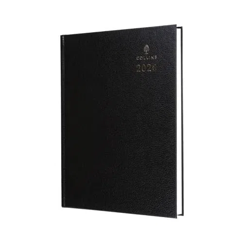 Collins - Scrivania - Calendario 12 mesi Agenda Anno (2027 Early Editon), Agenda giornaliera, copertina rigida A4 - Nero (44E.99-27)
