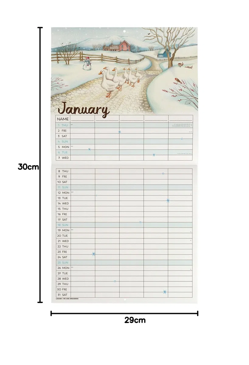Legami - Calendario da Parete 2026, Home Sweet Home, Calendario da Muro Grande, 12 Mesi e Planner Annuale, in Inglese, Spazio per Note, Segni Zodiacali, Festività Internazionali, 30 x 29 cm