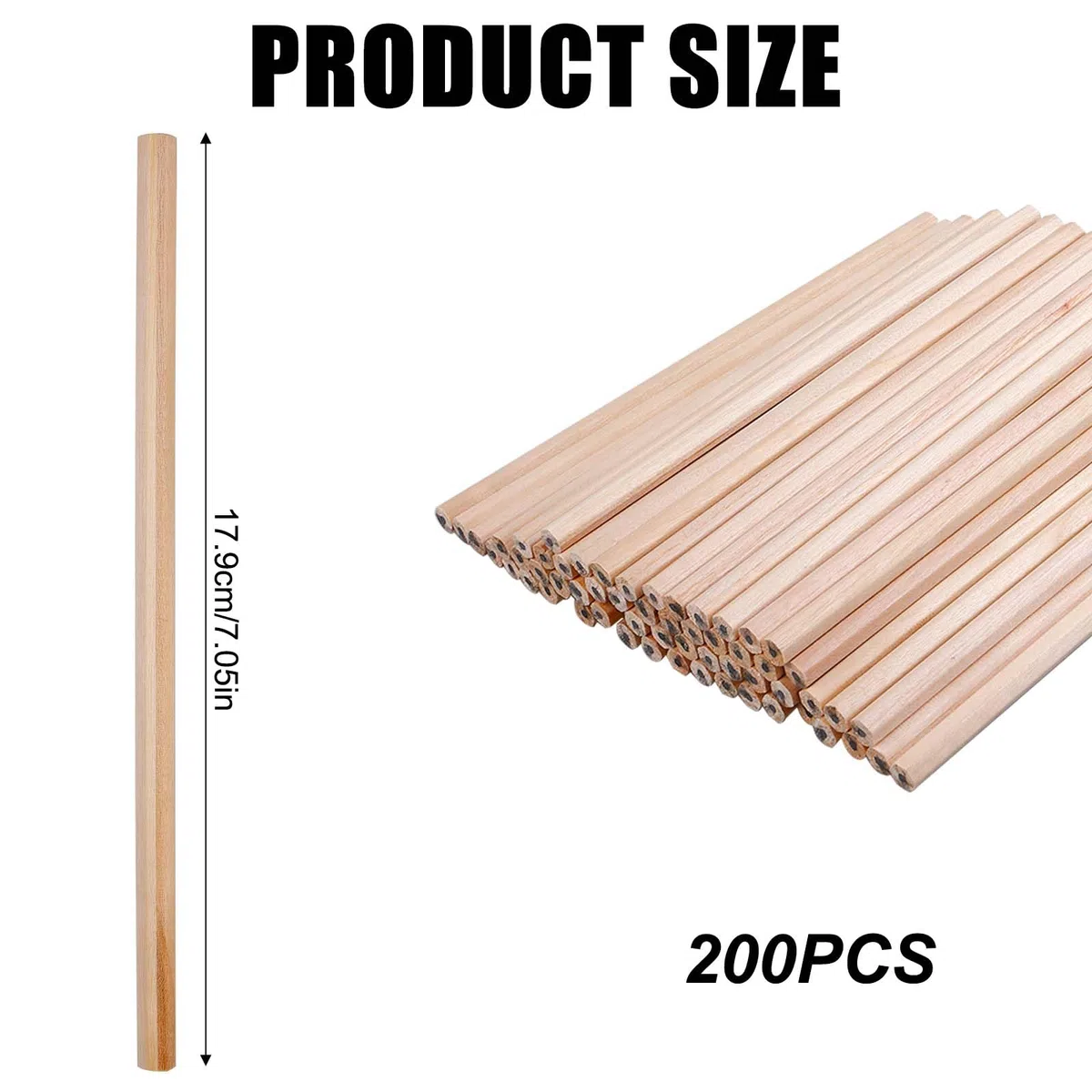GBKDQQ Set di 200 matite HB, in legno naturale, 17,7 x 0,7 cm, per studenti, insegnanti, ufficio, materiale scolastico, disegno e scrittura