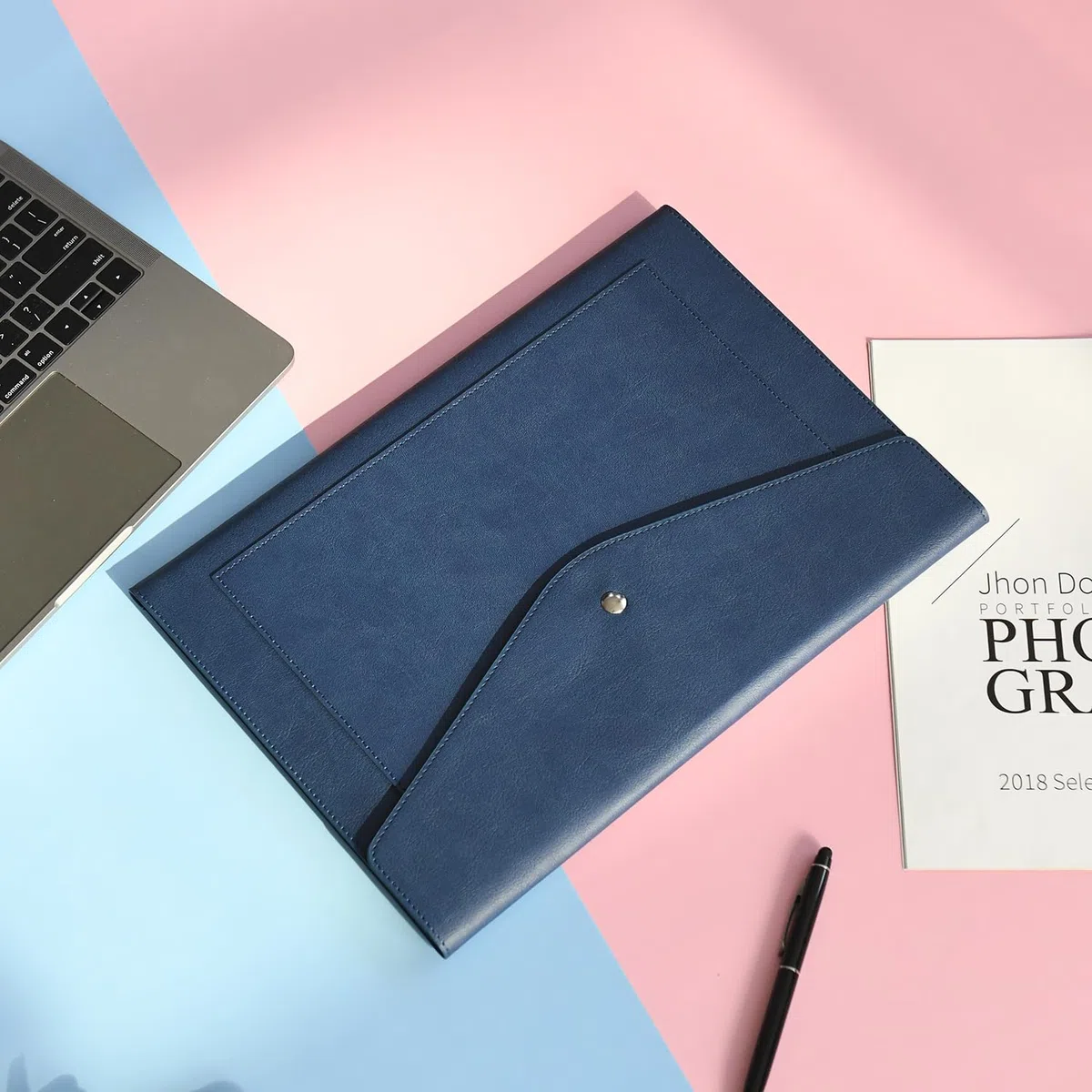 Wason Porta documenti A4 Espandibile Custodia per Buste in Pelle PU-Tasche di Grandi Dimensioni per Fatture Cartacee Cancelleria Tablet e PC Lavoro Studio Viaggi(Blu scuro)