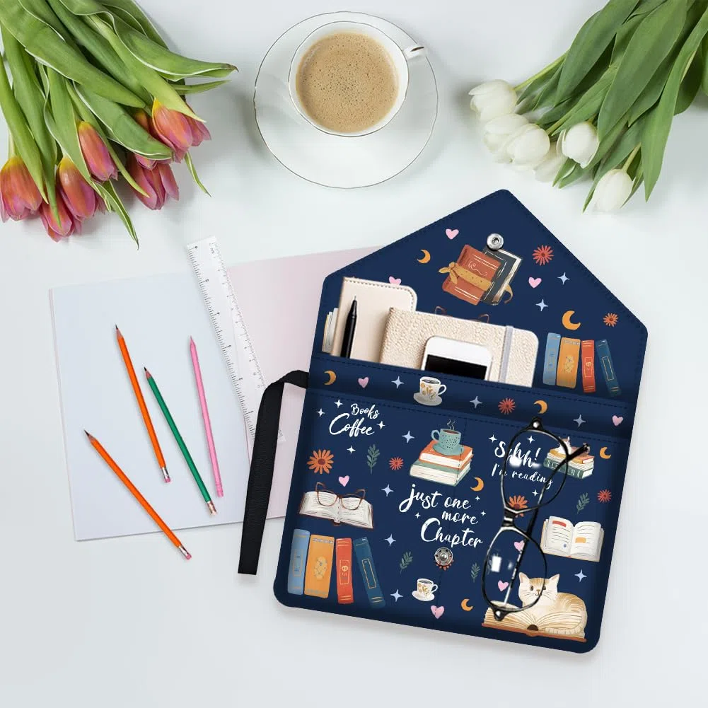 1pz Custodia Impermeabile per Libri per Amanti Di Libri, Custodia Protettiva per Libri Stampati con Gatto Libro In Tessuto Lavabile con Tasca Frontale e Bottone per Libri Tascabili, 30x23cm