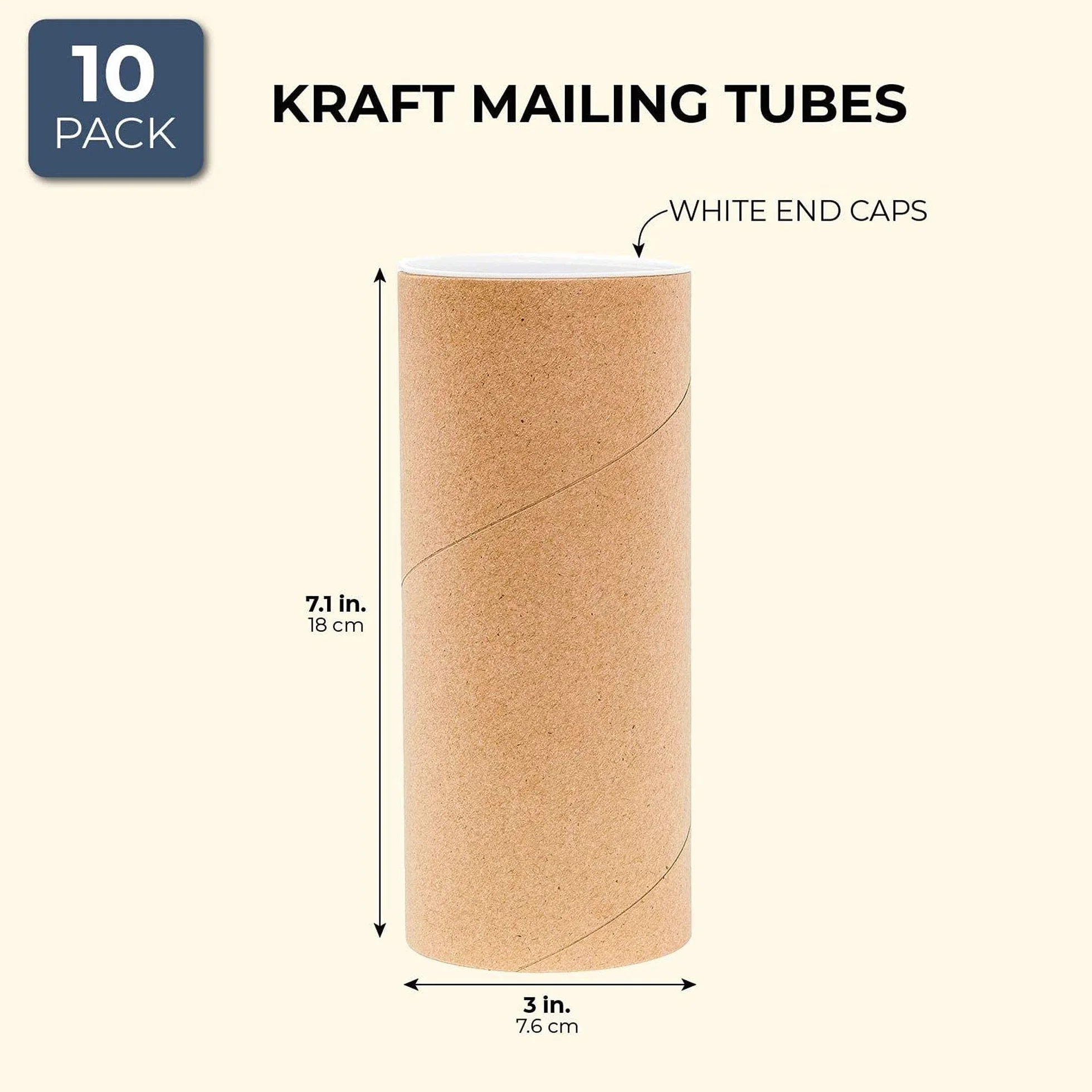 Confezione da 10 tubi postali con tappi per poster di imballaggio, buste rotonde in cartone da 76 x 152 mm, per spedizioni di opere d'arte, calendari dell'Avvento, artigianato in classe, progetti fai