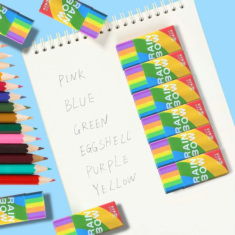 20 Pezzi Gomme da Cancellare Arcobaleno, Set 2B Colorato per Bambini, Morbida