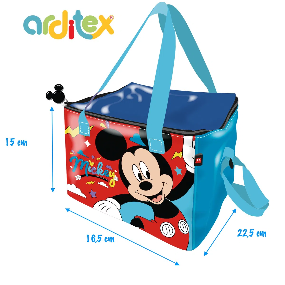 ARDITEX Borsa Termica Bambini TOPOLINO Disney 22,5x15x16,5 cm – Isotermica, Resistente e con Licenza Ufficiale – Perfetta per scuola, picnic, spiaggia o viaggi