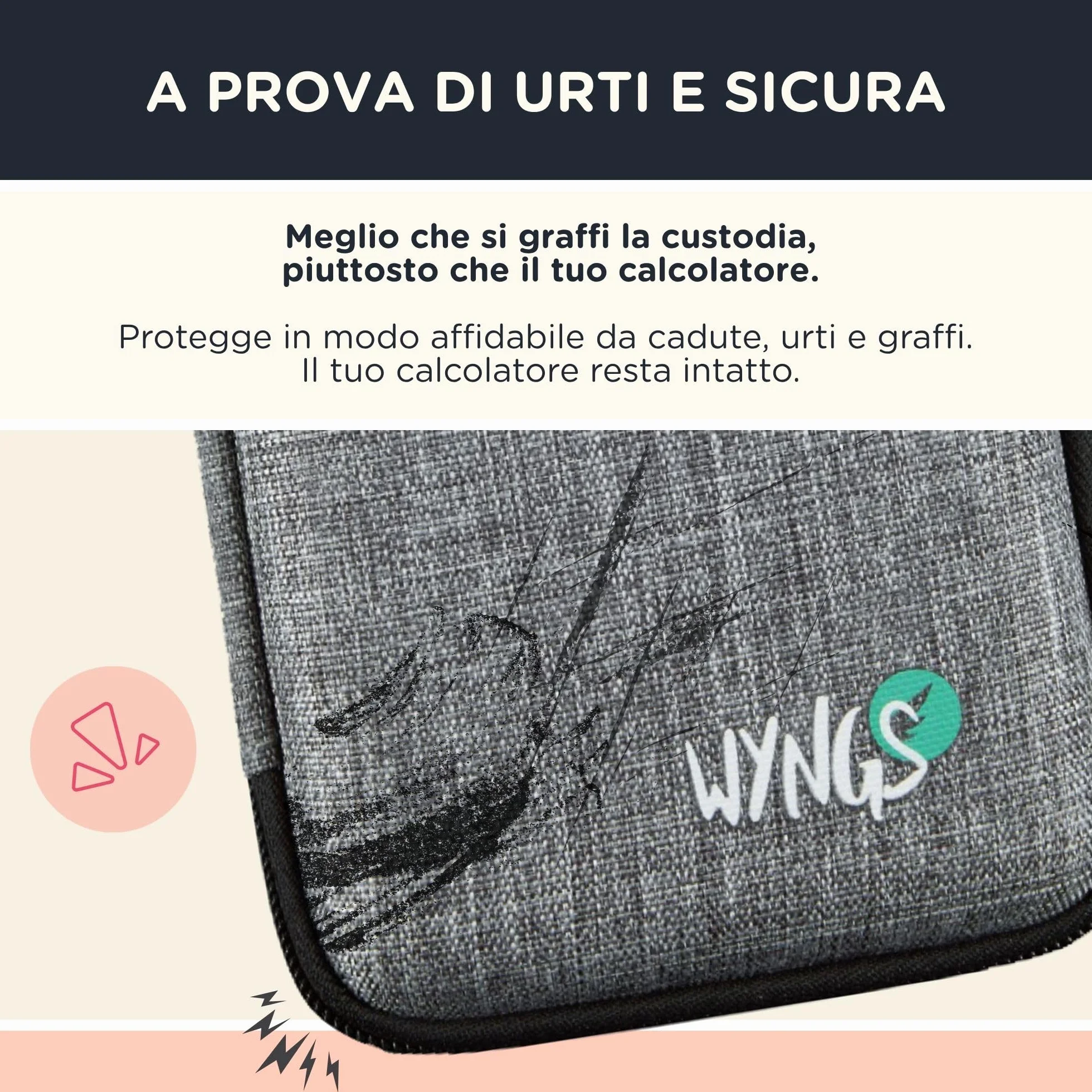 WYNGS Custodia protettiva Grigio Scuro compatibile con la calcolatrice HP 12C Platinum