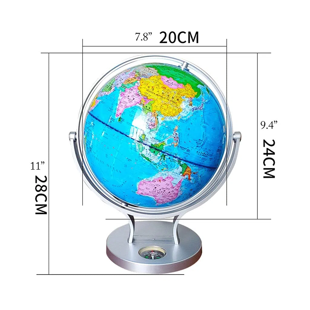 globo geografico Interattivo Globo Con Base Argento 7.8 "AR Educational Globe Del Mondo Illuminato Globo Del Mondo Per Bambini Scuola, Home Office mondo globo regalo