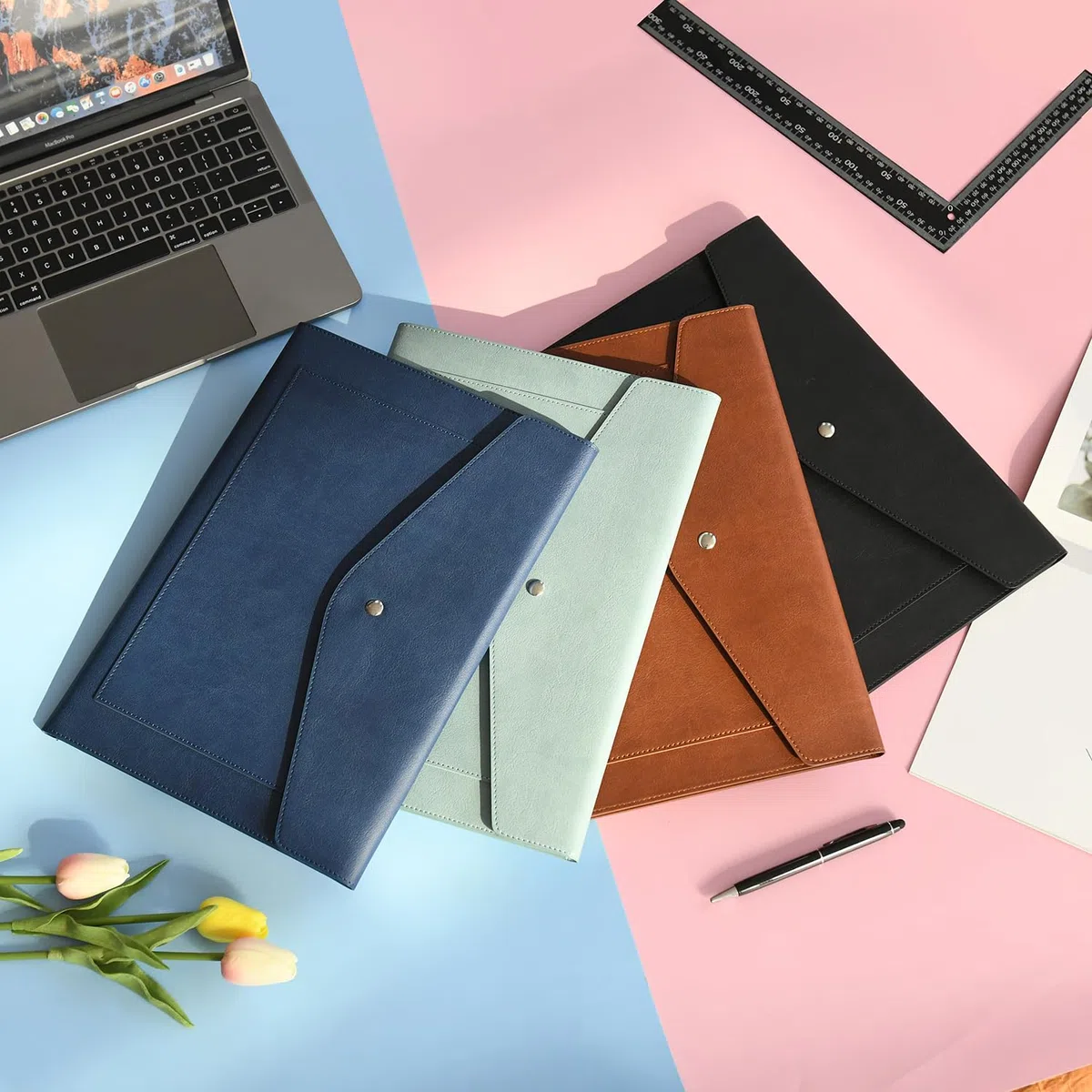 Wason Porta documenti A4 Espandibile Custodia per Buste in Pelle PU-Tasche di Grandi Dimensioni per Fatture Cartacee Cancelleria Tablet e PC Lavoro Studio Viaggi(Blu scuro)