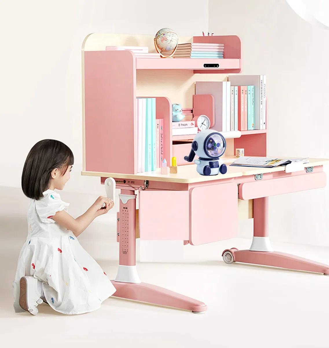 Temperamatite, temperamatite manuale, temperamatite con manovella, temperamatite con contenitore per bambini, per ufficio aula e casa astronauta (regolabile in tre marce)..