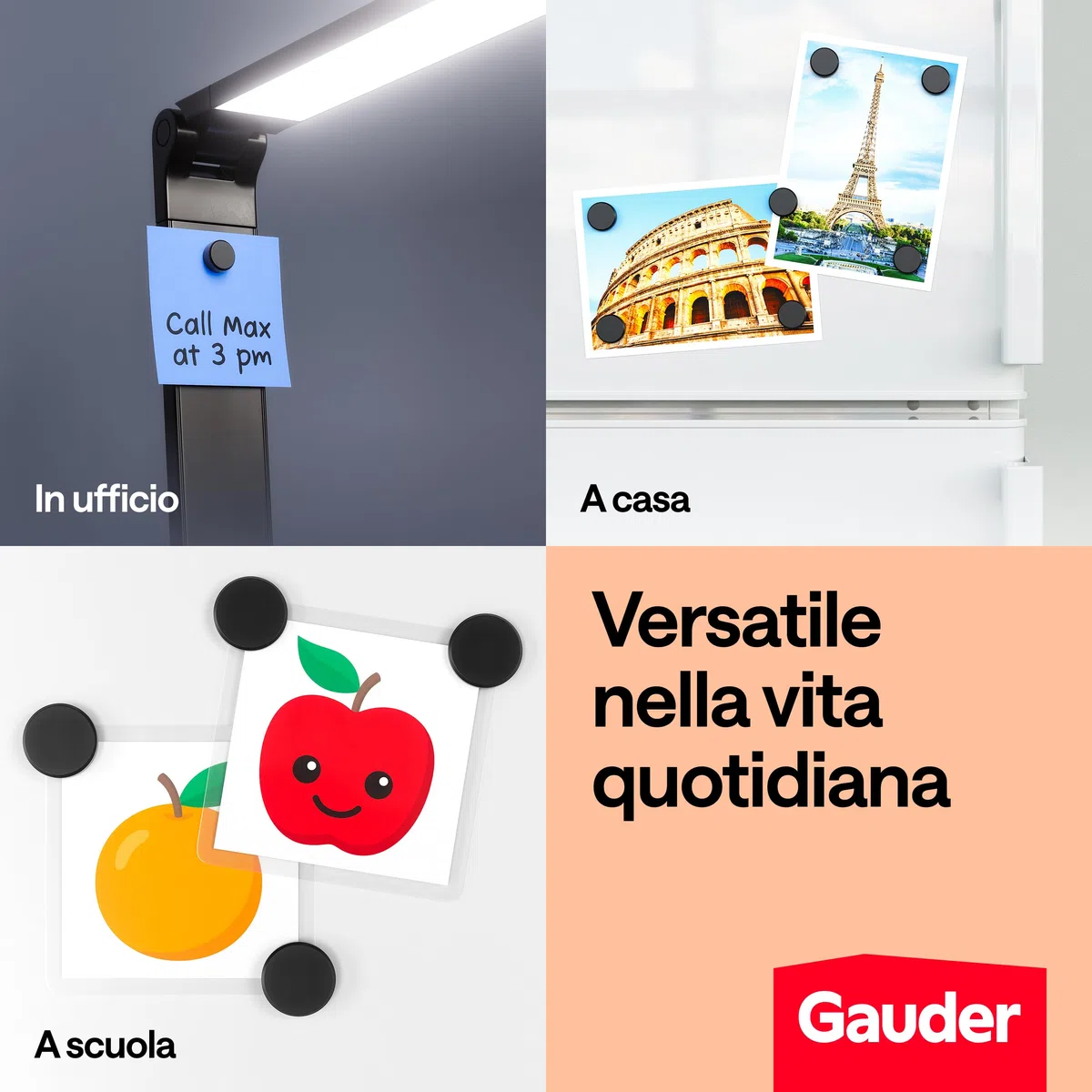 GAUDER Calamite per Lavagna, Frigorifero & Ufficio - Magneti Rotondi Potenti - Magneti Neri per Progetti Creativi e Uso Quotidiano (90 pezzi - 22 x 5 mm)