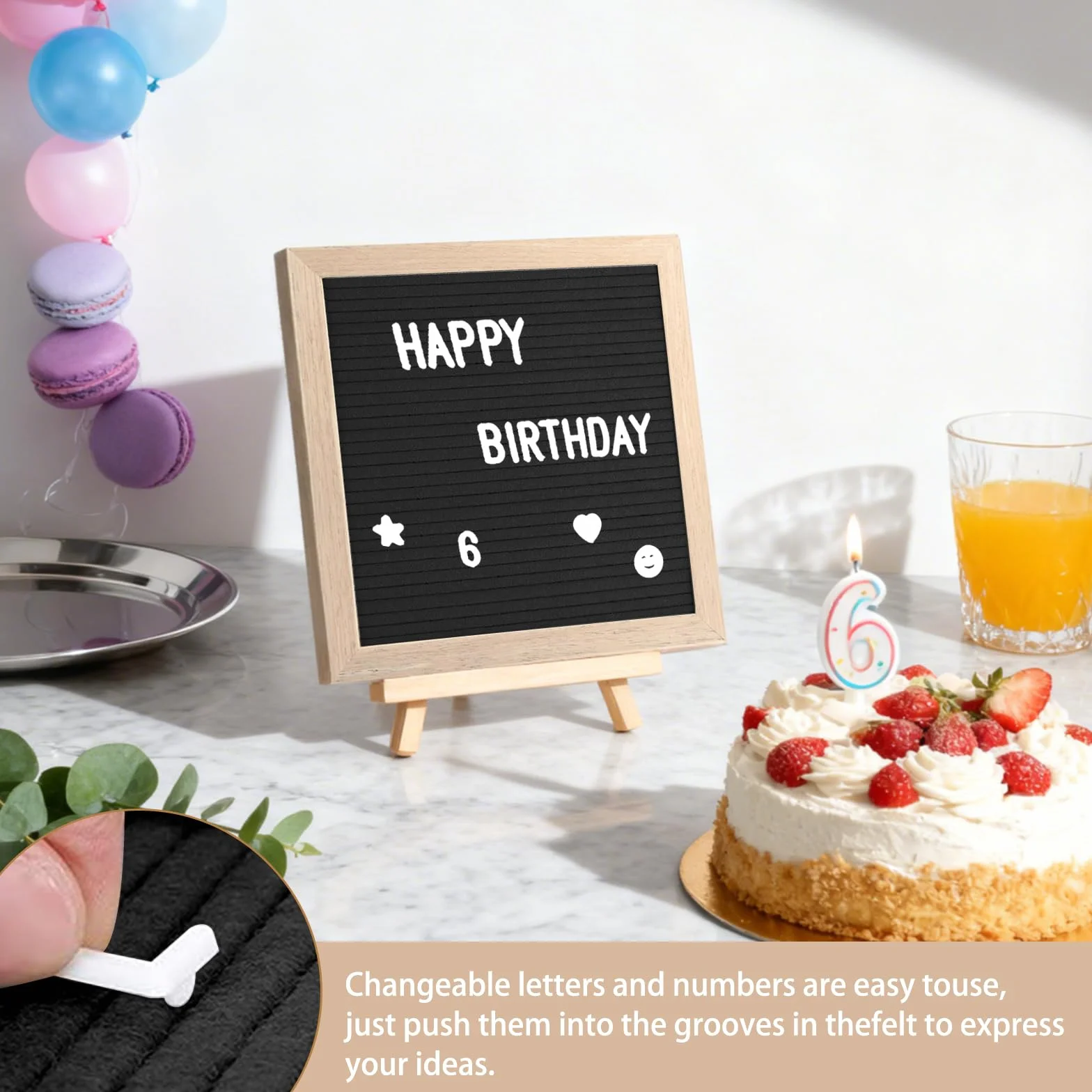 Feltro Letter Board, Bacheca in feltro, 25 x 25 cm, con 340 lettere, cornice in legno, per annunci di bambini, pietre miliari, decorazione per ufficio, cartello con password (Nero)