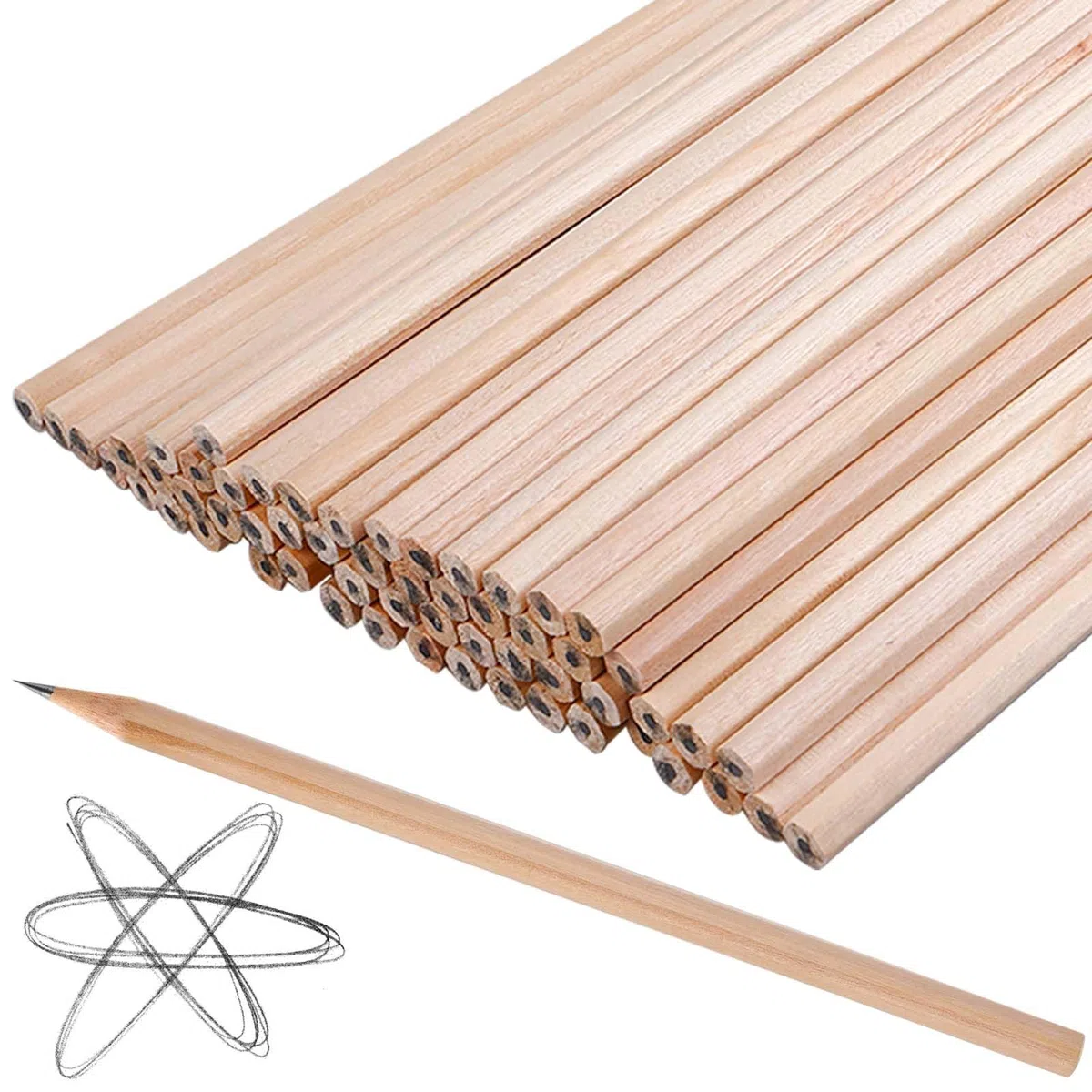 GBKDQQ Set di 200 matite HB, in legno naturale, 17,7 x 0,7 cm, per studenti, insegnanti, ufficio, materiale scolastico, disegno e scrittura