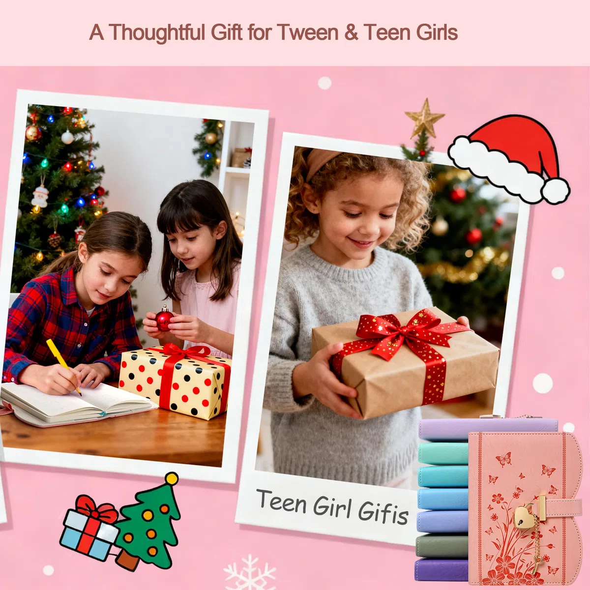 Diario Segreto con Lucchetto per Ragazze 8-15 Anni – Kawaii Journal Carino, Idea Regalo Compleanno e Natale, Set con Penna e Accessori, B6 Ricaricabile 244 Pagine – Rosa