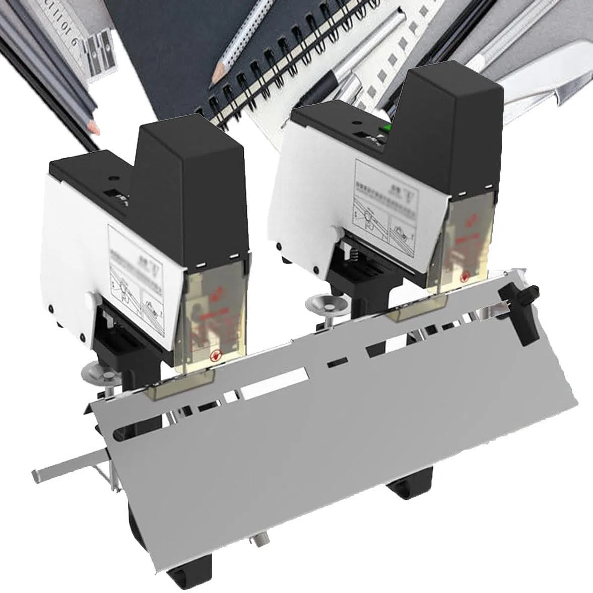 Cucitrice elettrica a sella, pinzatrice automatica resistente, capacità 40 fogli, 9 livelli di intensità, rilegatura piatta/verticale, pedale
