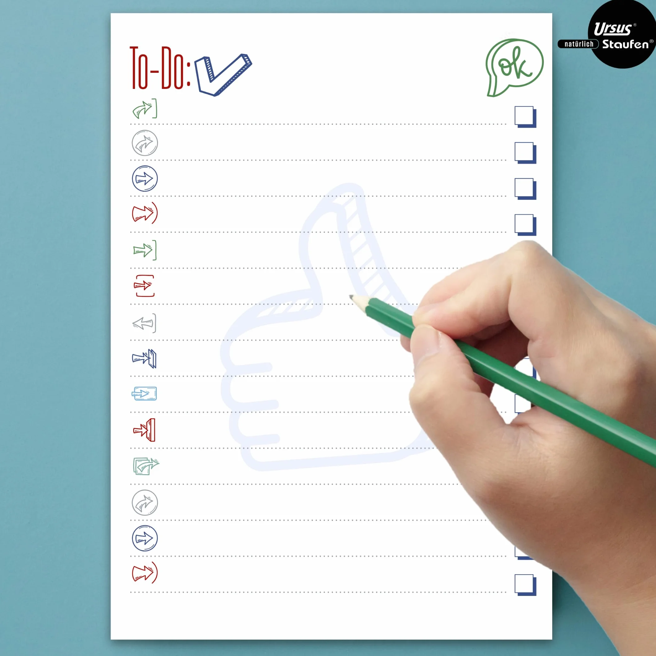 Staufen REC To Do List - 5 blocchi da 52 fogli ciascuno, DIN A5, carta riciclata da 90 g/m²