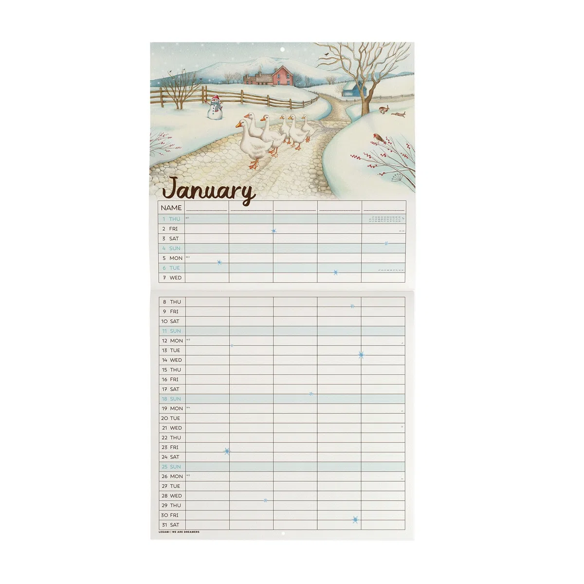 Legami - Calendario da Parete 2026, Home Sweet Home, Calendario da Muro Grande, 12 Mesi e Planner Annuale, in Inglese, Spazio per Note, Segni Zodiacali, Festività Internazionali, 30 x 29 cm