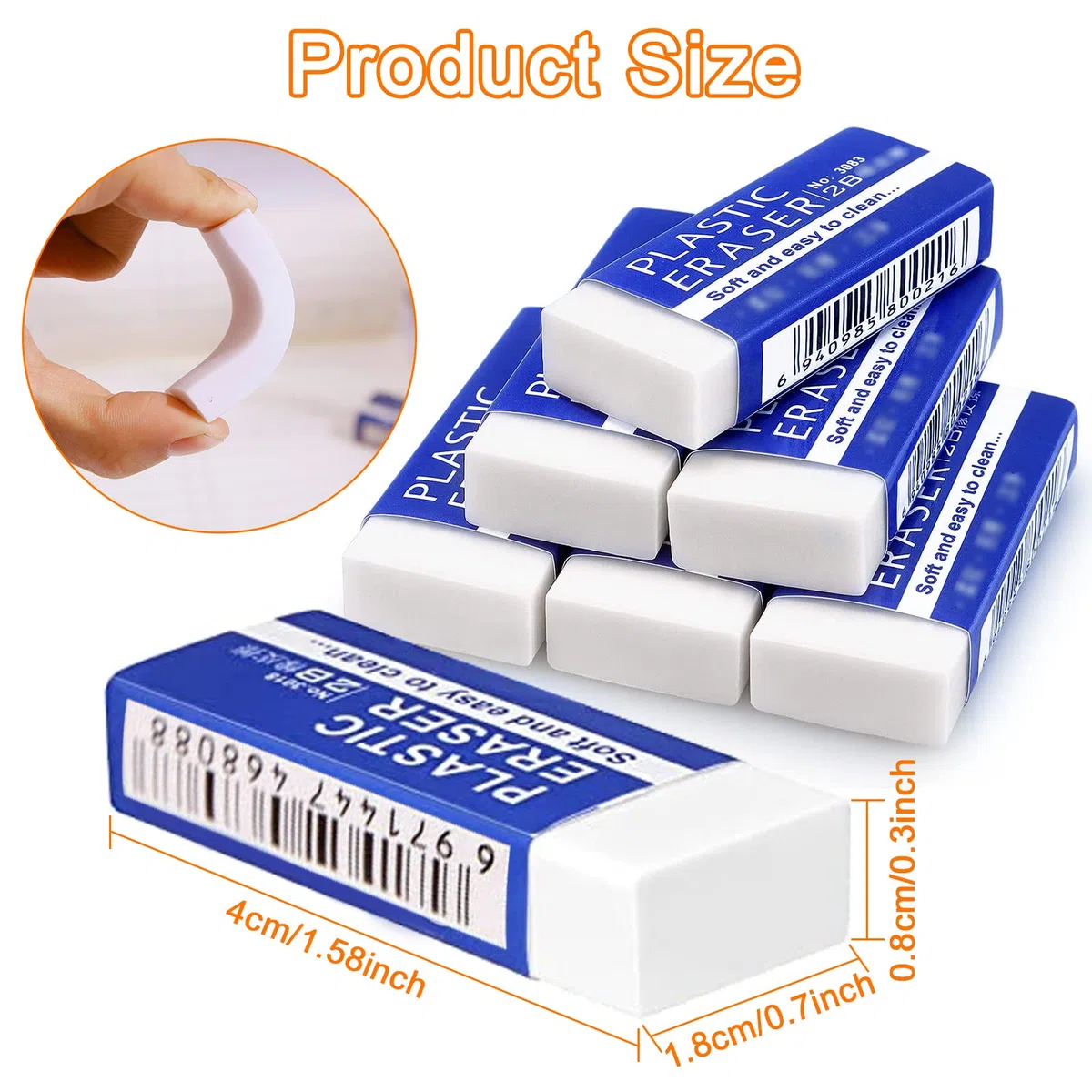 40 Pezzi Gomme da Cancellare Bianca, 2B Gomma da Cancellare Durevole, Facile da Cancellare Senza Lasciare Tracce, Morbide Gomme da 2B per Bambini e Adulti, Scuola, Scrivere, Disegnare (40)