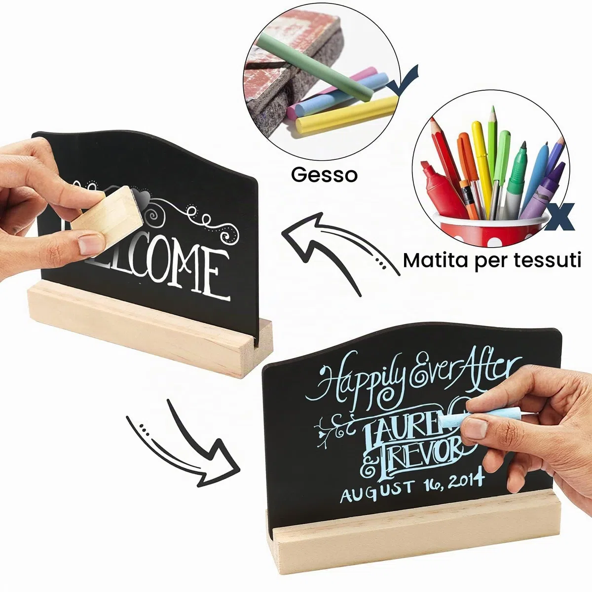 DONQL 12 Pezzi Mini Lavagna Piccola,10 x 7.2cm Lavagnette Segnaposto con Cavalletto,Mini Lavagna da Tavolo,Lavagnette per Buffet Numeri Ristorante Matrimoni Feste Cartellini Alimentari Cancellabile