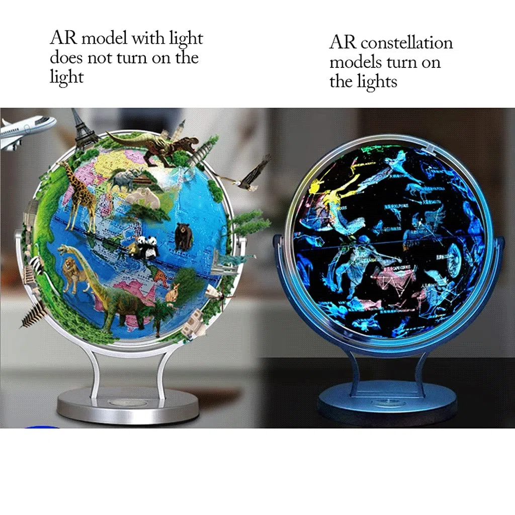 globo geografico Interattivo Globo Con Base Argento 7.8 "AR Educational Globe Del Mondo Illuminato Globo Del Mondo Per Bambini Scuola, Home Office mondo globo regalo