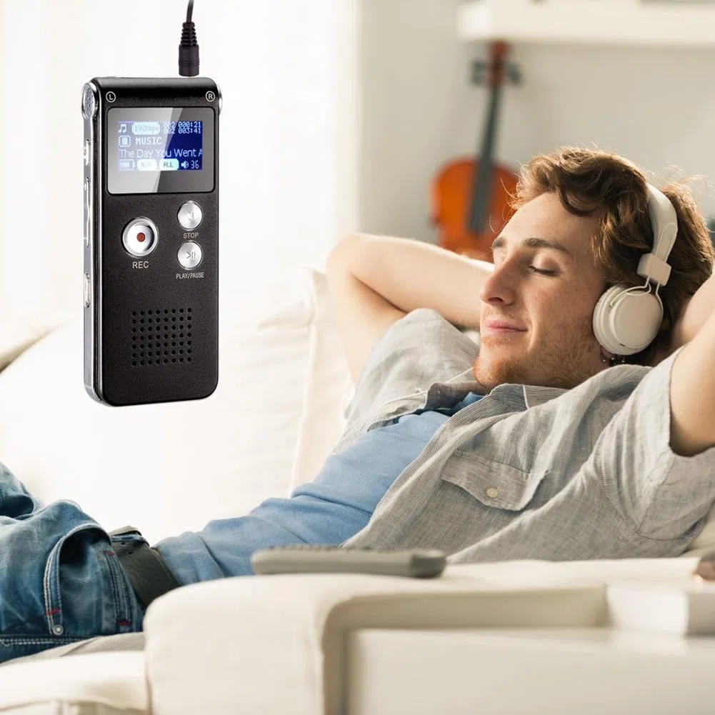 Registratore Vocale 8G Lettore MP3 con Riduzione del Rumore Ad Alta Definizione Adatto per Riunioni e Altre Occasioni Nero 1 Pezzo