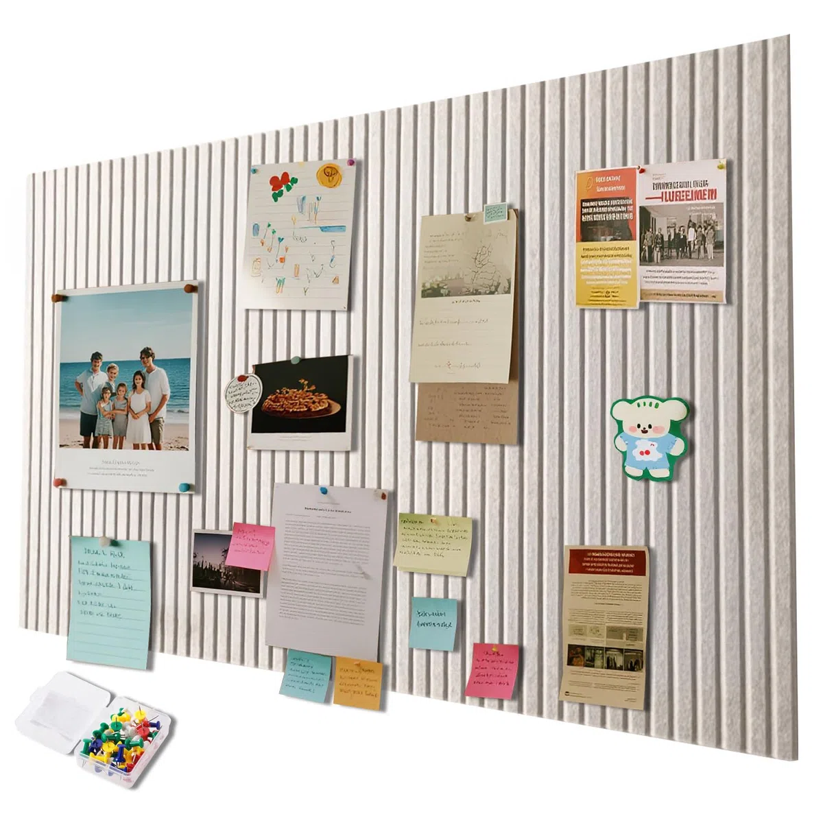 Bacheca in Sughero Sentito 60x 40 CM, Bacheca decorativa in feltro, parete Adesiva con Puntine, Lavagna Sughero per Foto e Appunti in Casa e Ufficio