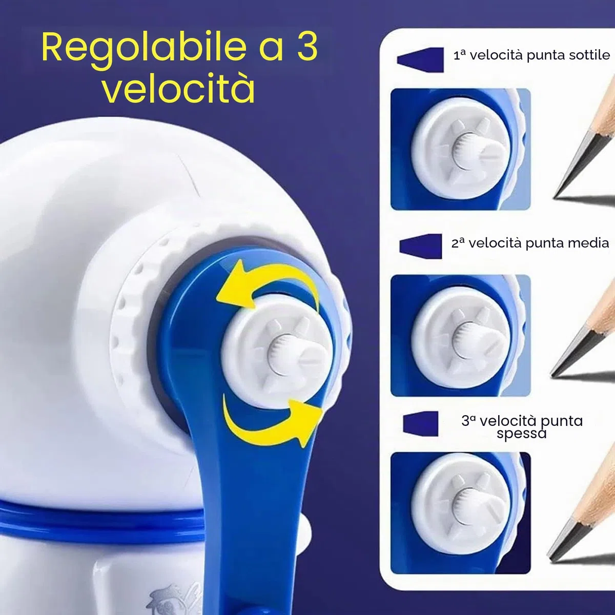 Temperamatite, temperamatite manuale, temperamatite con manovella, temperamatite con contenitore per bambini, per ufficio aula e casa astronauta (regolabile in tre marce)..