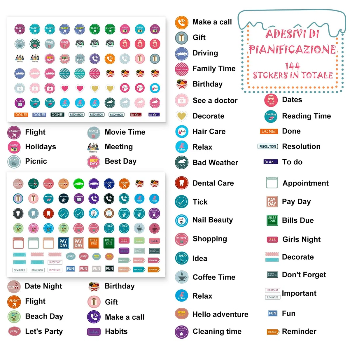 Benjia Calendario da muro tavolo 18 Mesi, A4 calendari Luglio 2026 a Dicembre 2027, calendario famiglia ufficio, planner mensile Calendari per Parete, planning mensile con adesivi del piano (Colorato)