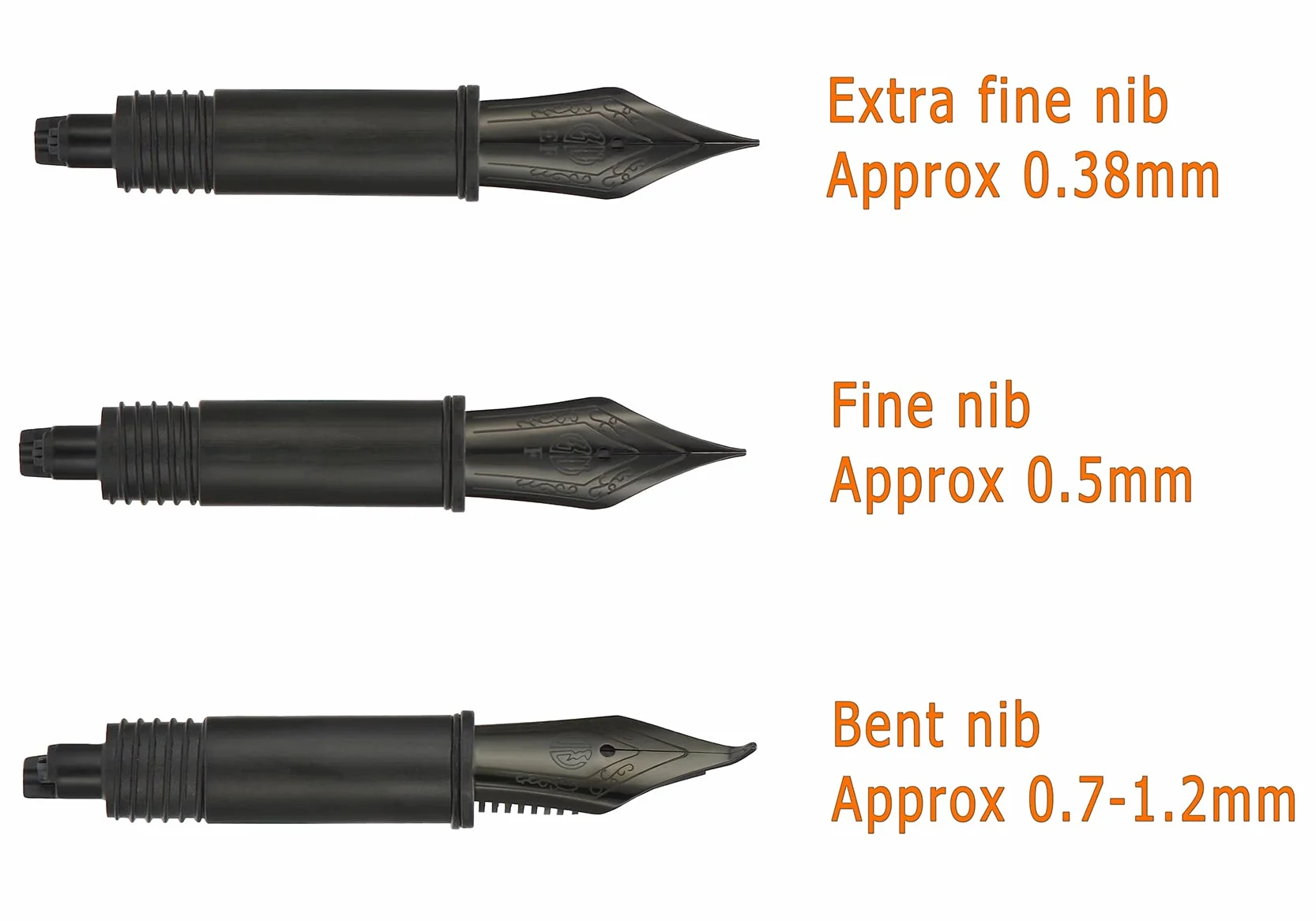 Set di 3 penne stilografiche Hongdian (punta fine, extra fine e piegata) colore: nero, serie 1850, 1851, 6013, 517S e 517D.