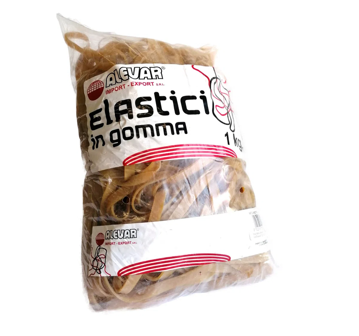 Alevar Elastici a Fettuccia in Gomma Para 100%, Diametro 150 mm, Spessore 8x1,5 mm, Colore Naturale, Confezione in Busta da 1 kg