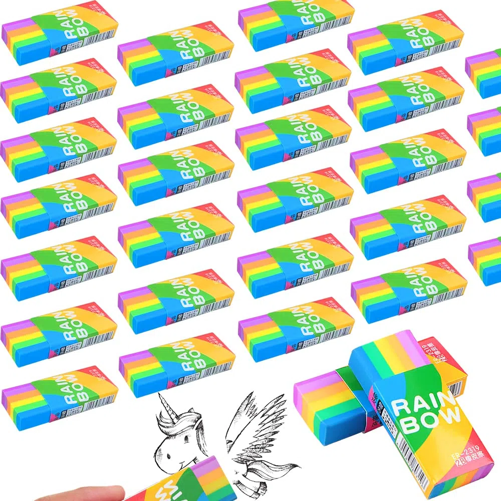 20 Pezzi Gomme da Cancellare Arcobaleno, Set 2B Colorato per Bambini, Morbida