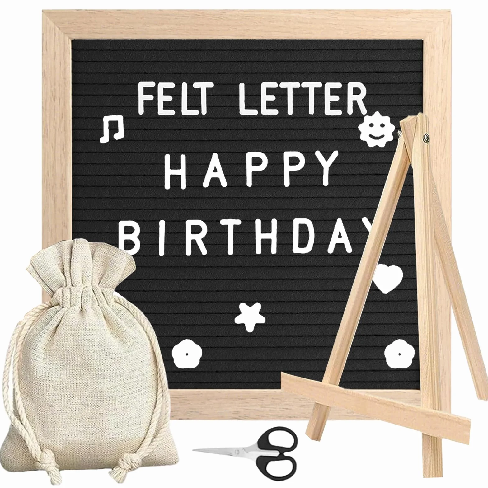 Feltro Letter Board, Bacheca in feltro, 25 x 25 cm, con 340 lettere, cornice in legno, per annunci di bambini, pietre miliari, decorazione per ufficio, cartello con password (Nero)