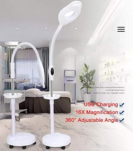 Lente D'Ingrandimento, Lampada Da Terra A Led Con Ingrandimento, Lente D'Ingrandimento Luminosa Per Luce Diurna Lente D'Ingrandimento 16X Con Supporto, Collo Di Cigno Flessibile Regolabile In Altezza