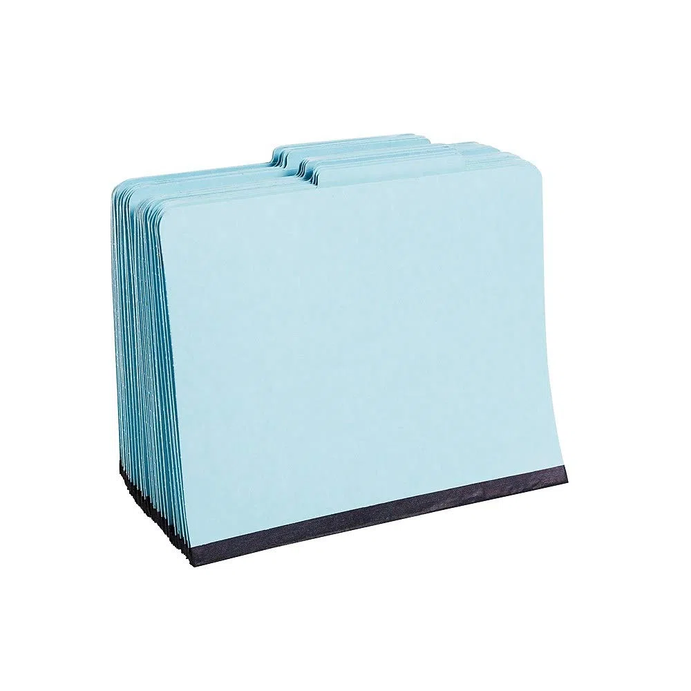Staples Colored Pressboard Classification Folders, Letter, 3 scomparti, luce blu, 20/confezione